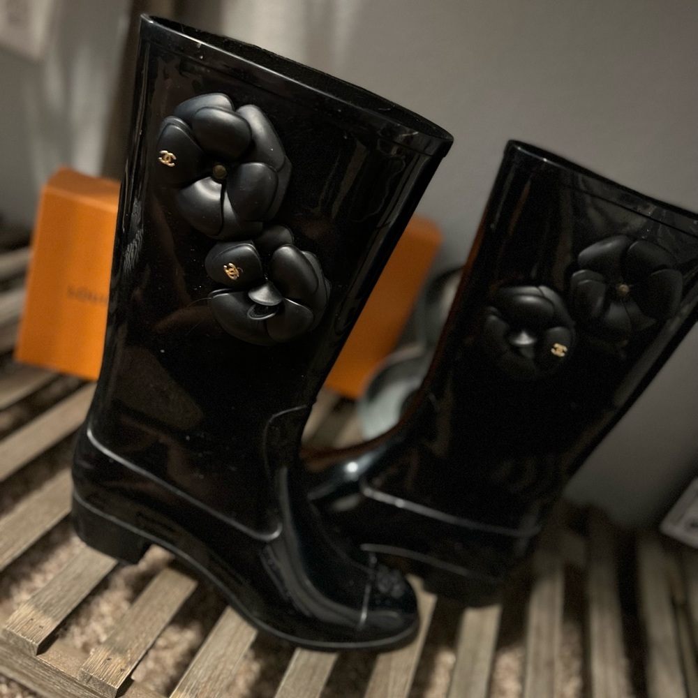 Chanel rain boots